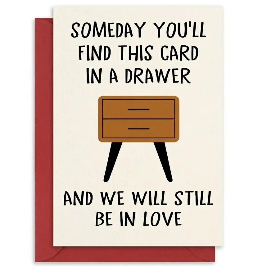 Humor-Themed Romantic Slogan Greeting Card with Heavy-Duty Matte Paper & Red Envelope - Premium Festive Gift for Long-Distance Romance - Spouse, Boyfriend, Girlfriend