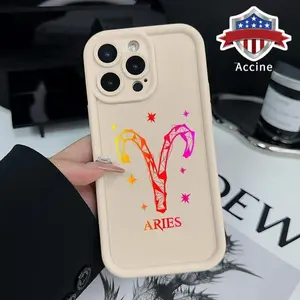 Case for iPhone 16 Pro Max E 15 Plus 14 13 12 11 XS XR Constellation Aries Pocket-Friendly Shockproof Silicone Protective Softcase