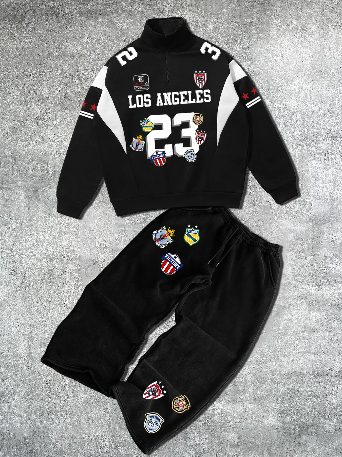 Trendy Street Style Fitted Hoodie & Sweatpants Set, Fall Winter Fashion, Fire Pattern Print, Moderate Fabric, Casual Wear