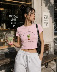 Matcha Micro Rib Baby Tee, Strawberry Matcha Micro Rib Baby Tee, Matcha Lover Gift, Cute Matcha Tee, Coffee Lover Shirt, Drake Print Top, Matcha Girl Clothing summervibes☀️