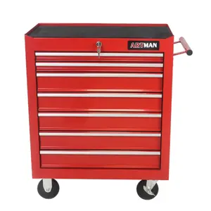 ARTMAN 7 Drawers Multifunctional Tool Cart with Wheels Red Portable Storage Organizer for Home & Workshop Ideal for Organizing Tools and Equipment