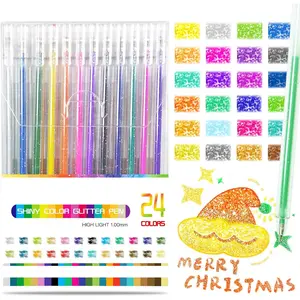 Glitter Gel Pens, 24 Colored Metallic Gel Pens Set, 1.0mm Super Sparkle Gel Ink Pens, Art Glitter  Markers for Adult Coloring Books Scrapbook Journaling Drawing Doodling Note Taking Crafts