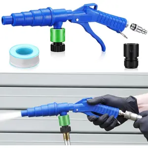 Coolant System Flush Gun Kit, Lever Action Heater Core Flush Kit, Radiator Cooling System Flusher, Air and Water Combo Flushing Set with Nozzles for 19-40 mm Hoses Blue