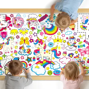 deAO Unicorn Coloring Poster for Kids - Rolled, No Creases 31" x 72" Large Coloring Tablecoth for Unicorn-Themed Birthday Parties - Magical Party Decorations for Girls