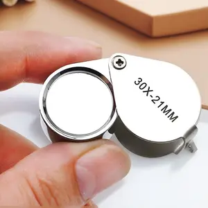 30x Portable Jewelry Magnifying Glass Dual-Mirror Optical Lens Folding Diamond Grading Tool for Collectors