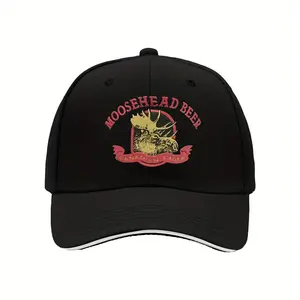 Vintage MooseHead Beer Canada Lager Snapback Baseball Cap - Black, Distressed Look, Adjustable Buckle Closure, Comfortable for Outdoor Activities, Trucker Hat