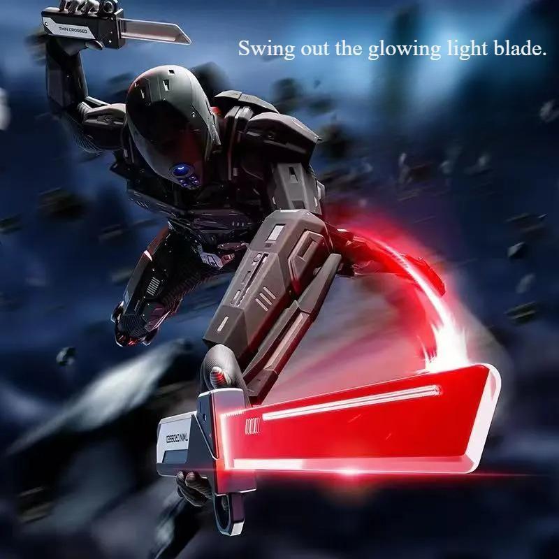 Retractable Double-Blade Light-Up Saber - Unsharpened Plastic Cosplay Prop, Cool Roleplay Toy, Playable Collectible Model, Perfect Christmas Gift