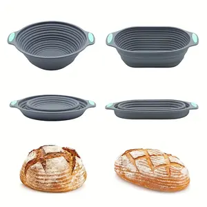 1Pcs Foldable Silicone Fermentation Tray Oval Dough Proofing Basket Thickened Baking Mold Kitchen Baking Tools