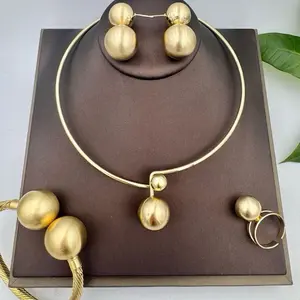 Elegant Gold-Tone Beaded Necklace & Earrings Set for Women - Stylish Jewelry Gift Box Included