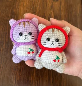 Crochet granny square kitty cat keychain Handmade Amigurumi Cat plushie Stuffed cat Animal Keyring Christmasgifts, birthdaygifts