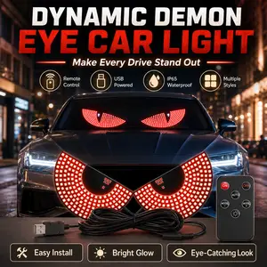Universal RGB LED Devil Eyes Car Light Screen 2-Pack, USB Rechargeable Color Changing Digital Display, Cool Automotive Exterior Decor Accessories for SUV Smoked Lens Tail Lights Ford F150