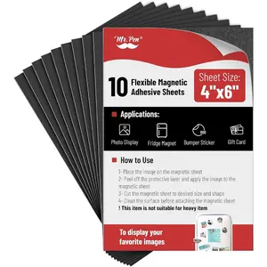 Adhesive Magnetic Sheets, 4" x 6", 10 Pack, with Adhesive Backing, Flexible Picture Magnets, Cuttable Magnetic Sheets.