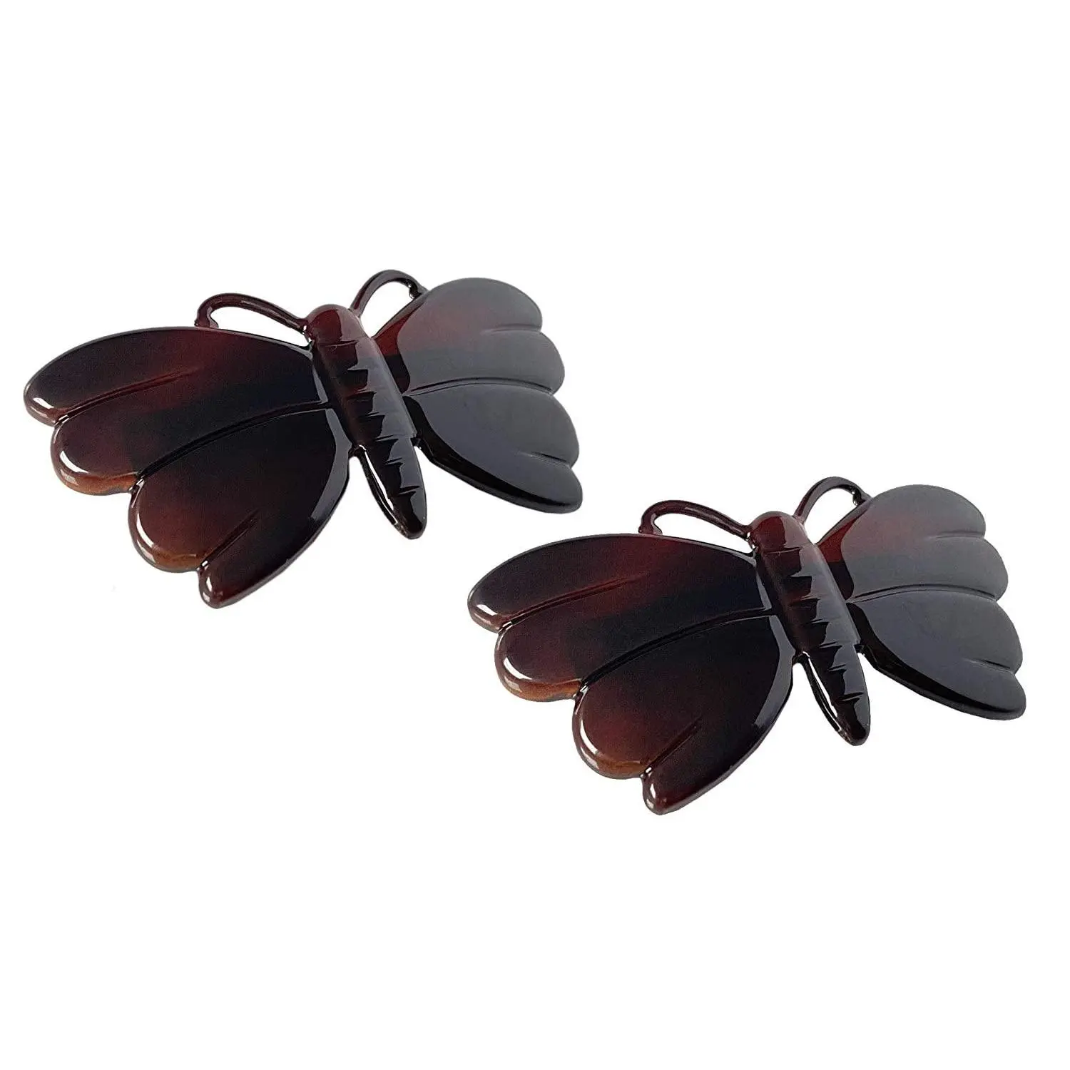 Parcelona French Cute Butterfly Shell Small Set of 2 Hair Clip Barrettes
