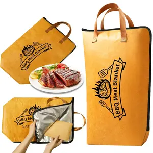 BBQ Blanket for Resting Meat, Insulated Thermal Bag with Leak-Proof Base | Wide Mouth 5-Layer Heat Retention Blanket for Turkey, Pork  & Beef | Christmas Gifts for Men, Dad, Grill Lovers (21 Inch)