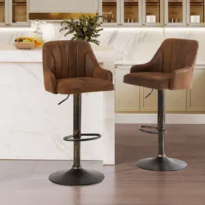 VECELO Bar Stools Set of 2 Counter Height Modern Swivel Bar Stools,Kitchen Island Bar Stools Set of 2 with High Backrest,Adjustable Swivel Stool Bar Height Chairs for Bar, Kitchen, Dining Room