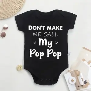 "Call My Pop-Pop"" Funny Letter Print Baby Romper - Soft Polyester, Short Sleeve Summer Onesie for Newborns & Toddlers - Perfect for Outdoor Play & Summer Days - Gift for Baby Shower"