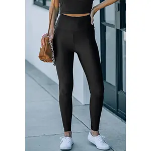 Black High Rise Tight Leggings with Waist Cincher