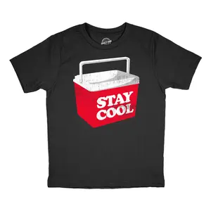 Youth Funny T Shirts Stay Cool Sarcastic Cooler Summer Cookout Graphic Novelty Tee for Kids Funny T Shirts Funny Summer Short Sleeve Novelty Tees for Kids Black -