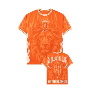 Yla x Netherlands Number 4 Soccer Jersey Shirt, Lion Graphic Football Fan Tee, Orange Dutch Streetwear Jersey, Netherlands Supporter Gift, Unisex Athletic Shirt