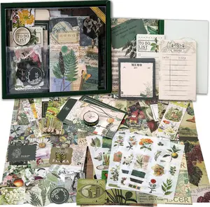 Scrapbooking Supplies Kit,  Botanical Aesthetic Scrapbook Kit for  Junk Journal, Stationery, A6 Grid Notebook, Flower DIY Journaling Supplies, Birthday Craft  Teen Girl  Women