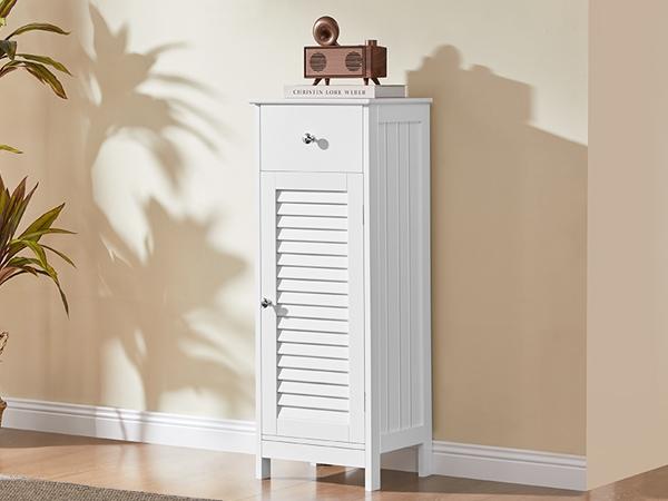 Yaheetech Narrow Bathroom Storage Cabinet with Drawer, Floor Cabinet with Anti-Tip Kit, Slim Floor Organizer for Bathroom or Kitchen Corner