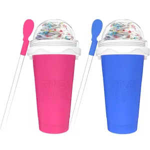 Slushie Cup, 1 Count DIY Magic Quick Freeze Smoothie Cup, Double Layer Squeeze Soft Mud Making Cup, Snow Cone Maker, Kitchen Utensils & Gadgets