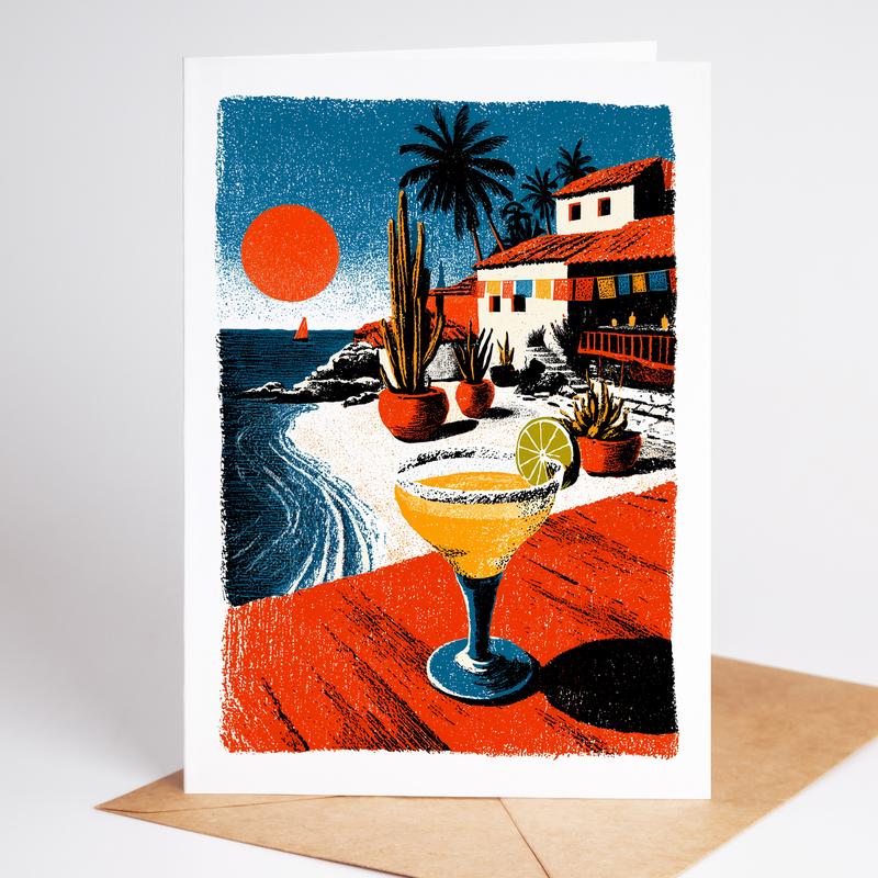 10 Unique Cocktail Greeting Cards | Travel-Inspired Bar Drink Cards | Negroni, Sangria, Margarita, Martini | Blank Inside Set of 10