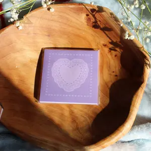 Pastel Purple Heart Lace 3x3 Sticky Notes | 50 Self-Adhesive Pages | Aesthetic Sticky Notes