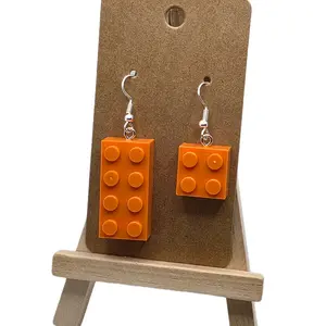Building Block Earrings Multiple Color Brick Design with Silver Hooks Unique Fashion Accessory Hook Earrings for Stylish Outfits