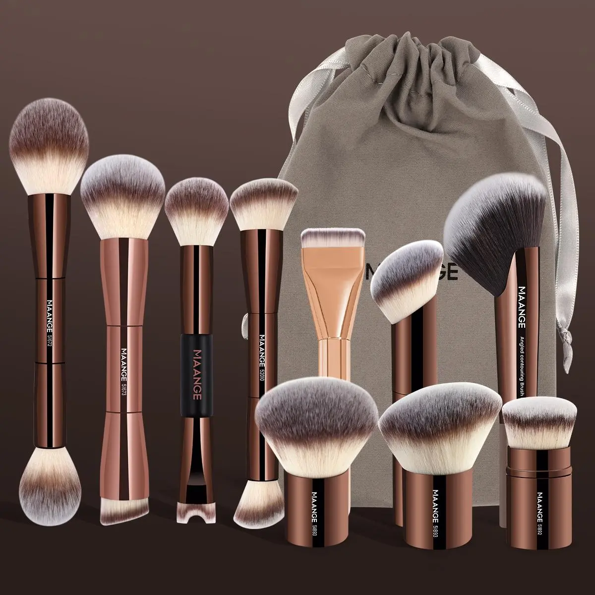 9 Counts Brushes - Coffee Brown