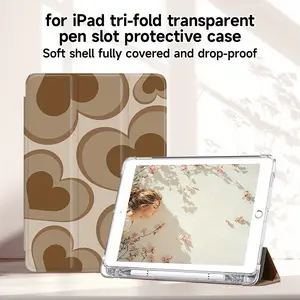 Tri-Fold Transparent Pen Slot Protective Case for iPad - Soft Shell, Full Coverage & Drop-Proof, Slim & Flexible Design |   Compatible with iPad 7/8/9, Pro 11 (10.9inch), Air 4/5/6 |   Minimalist Style, Tablet Protection, Sleek Cover, Lightweight Cover