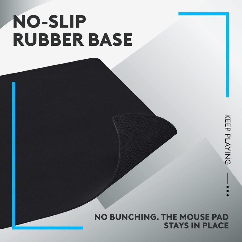 Logitech G240 Cloth Gaming Mouse Pad, Optimized for Gaming Sensors, Moderate Surface Friction, Non-Slip Mouse Mat - Black Black M Cloth Standard
