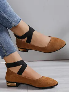 Women's Comfortable Ballet Flats, Pointed Toe Design, Casual Ankle Strap Shoes, Perfect for Formal Occasions, Fashionable and Versatile