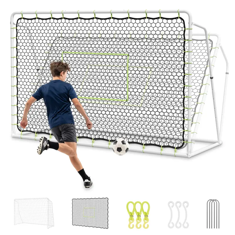 LILYPELLE Unisex 2-in-1 Soccer Rebounder Net & Goal Set - Adjustable Angle Football Accessory, Alloy Steel Portable Training Equipment, Backyard/Park Use, 4x4ft/6x4ft/8x6ft/10x6.5ft familyfun