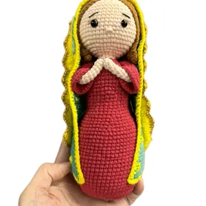 Handmade Crochet Virgin Mary Doll – Amigurumi Religious Plush, 100% Cotton Yarn, Christian Gift & Collectible