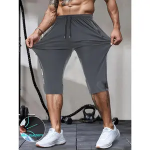 Men's 3/4 Gym Shorts, Men's Athletic Capri Pants, Men's Workout 3/4 Pants, Men's Summer Casual Capris, Men's Stretch Gym Capris