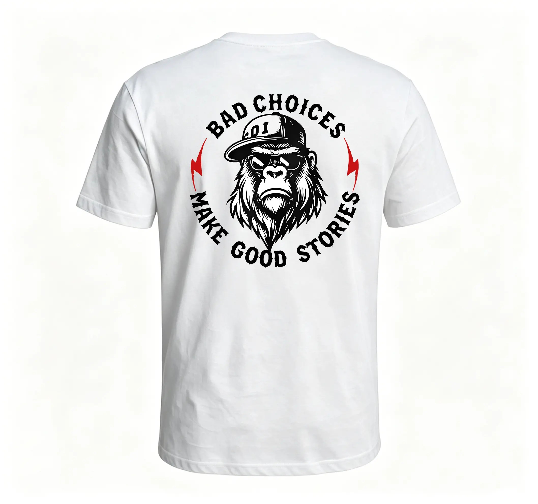 Monkeysober 100% Cotton Men's Suitable For All Seasons Bad Choices Make Good Stories Monkey Casual Fun And Fashionable Pure Cotton Outing Printed T-shirt