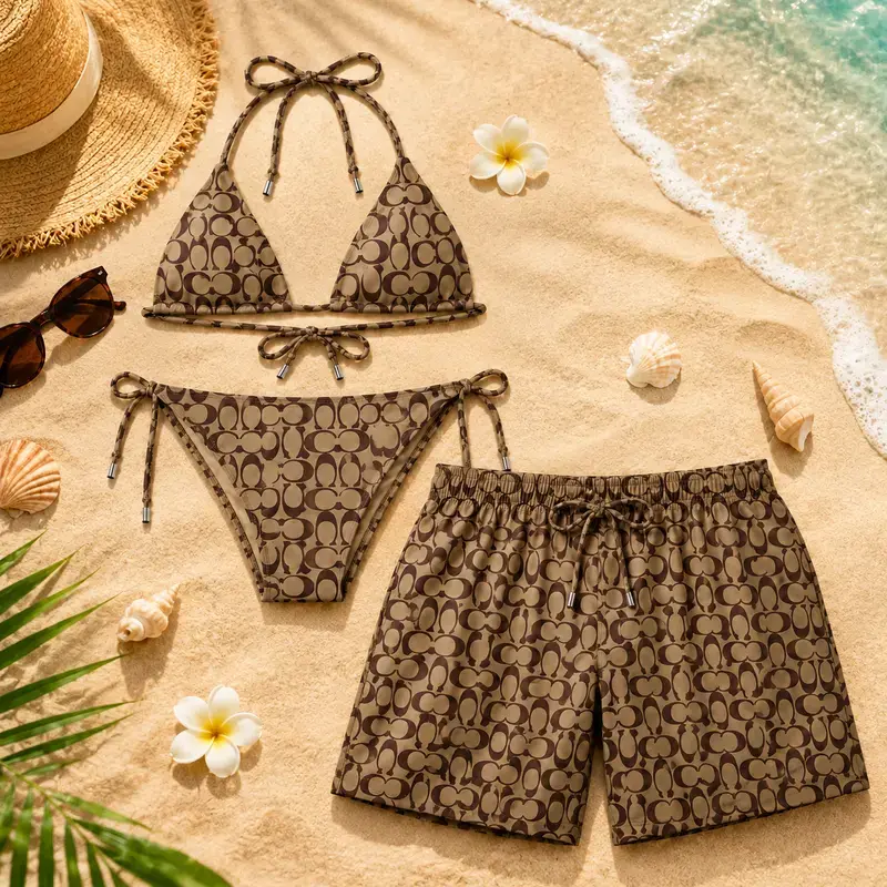 Signature Swim Coa Matching Couple Swimwear Set 2026, Viral Couple Bikini & Men’s Shorts for Beach Vacation Gift