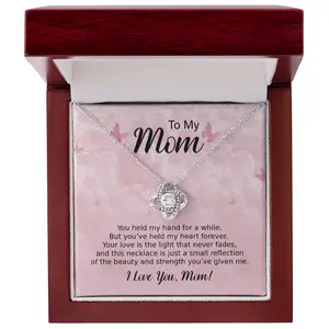 Love Knot Necklace for Mom – Elegant 14k Gold For Mother’s Gift with Message Card