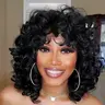 【Black Friday】Short Curly Wig for Black Women, Loose Curly Wig with Bangs, Cute Curls Synthetic Hair for African American Women