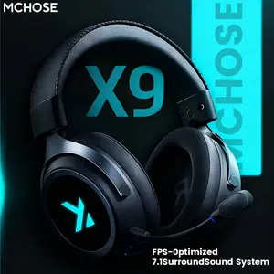 MCHOSE X9 Wireless Gaming Headset, Over-Ear Bluetooth 5.3 - 15ms Low Latency 7.1 Surround Sound with AI Noise-Canceling Mic, 200H Battery 4-Mode Connection for PC/PS5/Switch