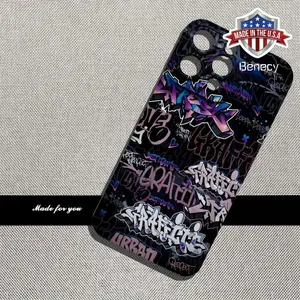 Trendy And Creative Graffiti Designs for High-Quality Soft Protective Phone Cases Suitable for Both Men And Women, Compatible with Iphone 13/14/15/16 Plus Pro Max Mini, Perfect for Valentine'S Day Or As a New Phone Gift. Protector Cover Black