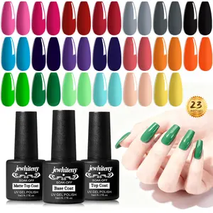 JEWHITENY 23PCS Gel Nail Polish Set 20 Colors Long Lasting Christmas Beauty Products for Salon at Home with Base Coat & Top Coat