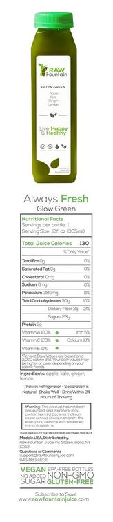 3 Day Green Juice Cleanse Detox by RAW Fountain, 18x 12oz Bottles of RAW Cold Pressed Juices, All Natural, No Gluten, No Wheat, No Artificial Flavors