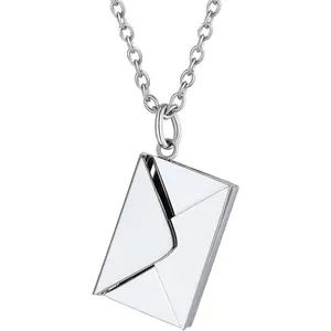 Personalized Locket Necklace, Custom Envelope Necklaces with Photo Message Engraved for Women, Stainless Steel/Black//Rose  Plated Memorial  for Wife (with  Box)