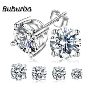 【Must be】 Four-Prong S925 Sterling Silver Stud Earrings - Round Lab-Created Moissanite Jewelry | Ideal Birthday/Mother's Day/Christmas Gift for Men & Women | Perfect for Wedding/Daily/Anniversary/Engagementys