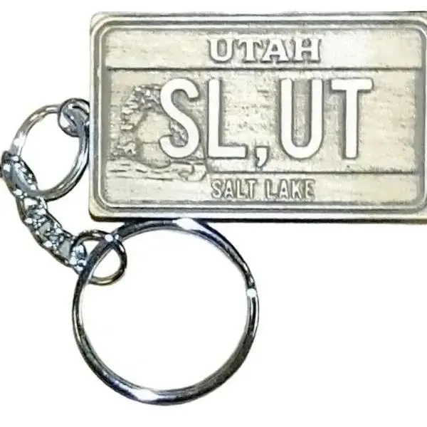 SL,UT Salt Lake City Keychain - 3D Relief Carved Souvenir - Funny Utah Gift