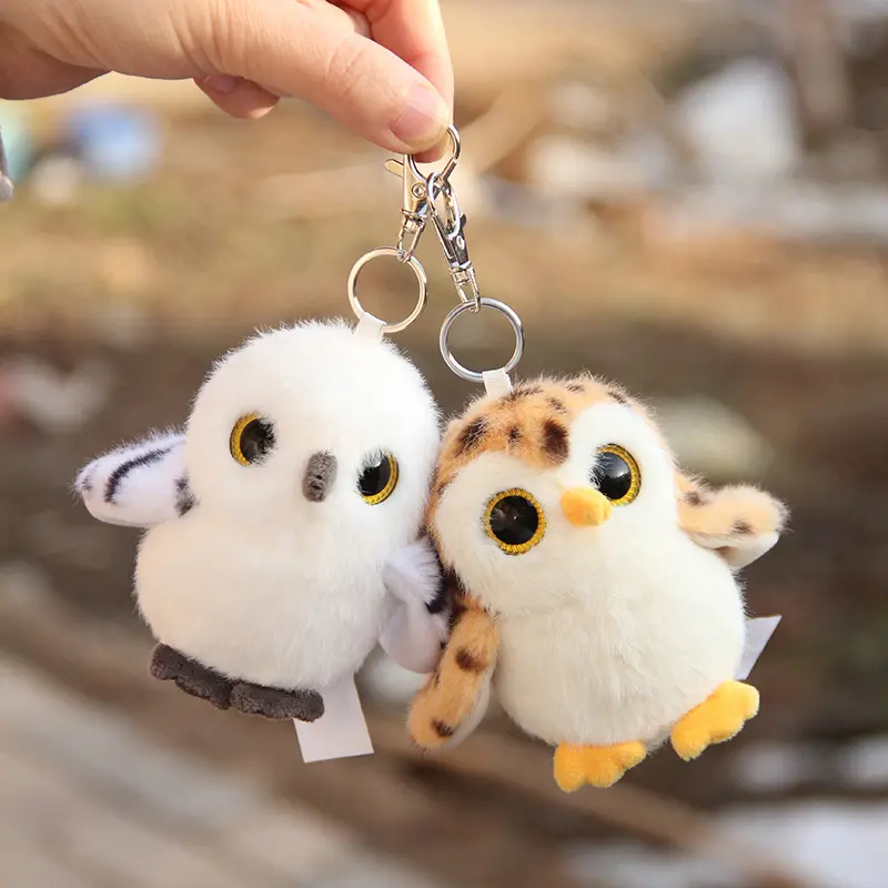1pc Fluffy Plush Owl Keychain - Cute Owls Animal Shape Accessory with Soft Texture, Stuffed Bag Pendant for Backpack Handbag, Birthday Gift for Women