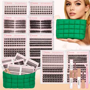 Mixed Eyelash Cluster Set, DIY Eyelash Extension Kit, DIY Lash Clusters, Soft Natural Look，Easy to Use, Wispy Fairy Lashes, Dense Curled, Long Lasting Waterproof，Thick Volume Cluster Eyelash Extensions Kit，Includes Bond&Seal+Remover+Tweezers