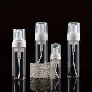 4pcs Refillable Soap Dispenser Refillable Foaming Soap Dispenser Bottle 100/120/150/200ml, Clear Plastic Pump for Hand Soap, Shampoo, Lash Cleanser - Durable & Hypoallergenic, Ideal for Travel, Bathroom, Kitchen & Outdoor Use